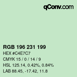 Código de color: RGB 196 231 199 | qconv.com