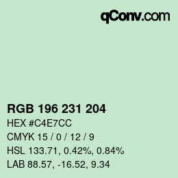 Color code: RGB 196 231 204 | qconv.com