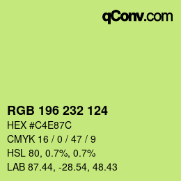 Color code: RGB 196 232 124 | qconv.com