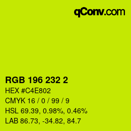 カラーコード: RGB 196 232 2 | qconv.com