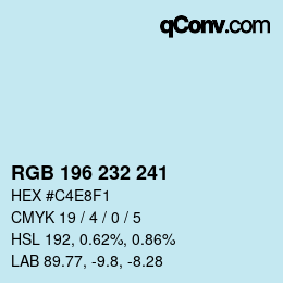 Color code: RGB 196 232 241 | qconv.com