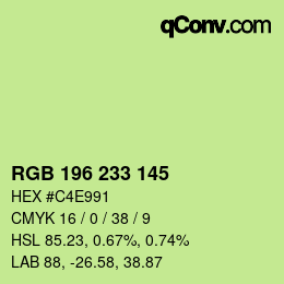 Código de color: RGB 196 233 145 | qconv.com