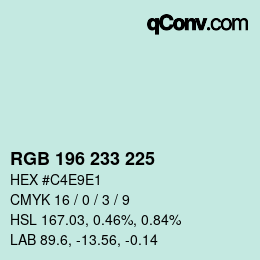 Color code: RGB 196 233 225 | qconv.com