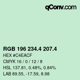 カラーコード: RGB 196 234.4 207.4 | qconv.com