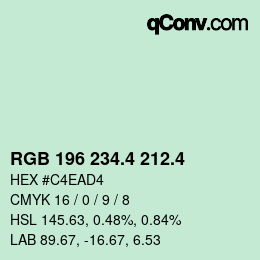 カラーコード: RGB 196 234.4 212.4 | qconv.com