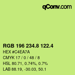 カラーコード: RGB 196 234.8 122.4 | qconv.com