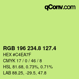 カラーコード: RGB 196 234.8 127.4 | qconv.com
