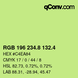 カラーコード: RGB 196 234.8 132.4 | qconv.com