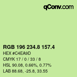 カラーコード: RGB 196 234.8 157.4 | qconv.com