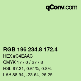 カラーコード: RGB 196 234.8 172.4 | qconv.com