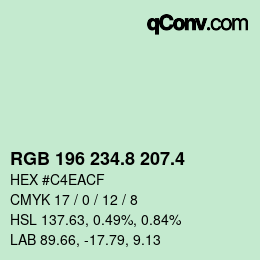 カラーコード: RGB 196 234.8 207.4 | qconv.com