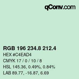 カラーコード: RGB 196 234.8 212.4 | qconv.com