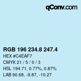 カラーコード: RGB 196 234.8 247.4 | qconv.com