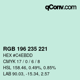 Farbcode: RGB 196 235 221 | qconv.com