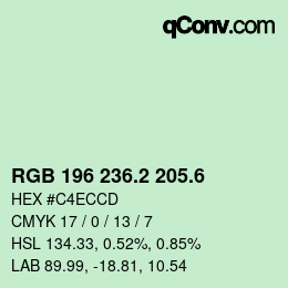 カラーコード: RGB 196 236.2 205.6 | qconv.com