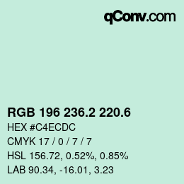カラーコード: RGB 196 236.2 220.6 | qconv.com