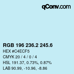 カラーコード: RGB 196 236.2 245.6 | qconv.com