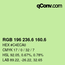 カラーコード: RGB 196 236.6 160.6 | qconv.com