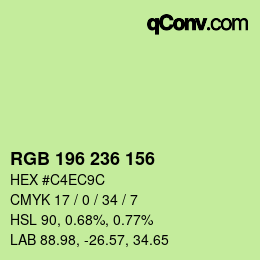 Color code: RGB 196 236 156 | qconv.com