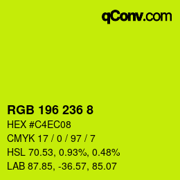 カラーコード: RGB 196 236 8 | qconv.com