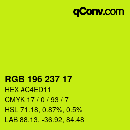 Color code: RGB 196 237 17 | qconv.com