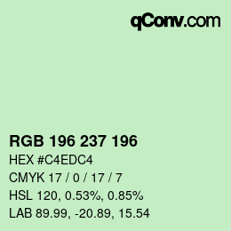 Farbcode: RGB 196 237 196 | qconv.com