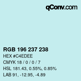Código de color: RGB 196 237 238 | qconv.com