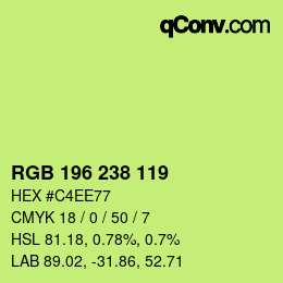 Color code: RGB 196 238 119 | qconv.com