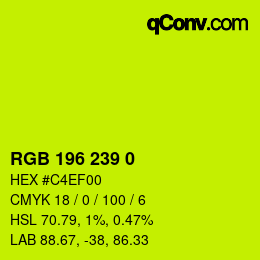 Color code: RGB 196 239 0 | qconv.com