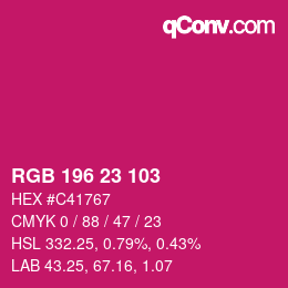 Color code: RGB 196 23 103 | qconv.com