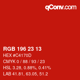 カラーコード: RGB 196 23 13 | qconv.com