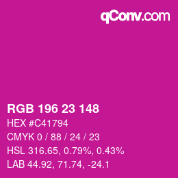 カラーコード: RGB 196 23 148 | qconv.com