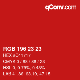 Color code: RGB 196 23 23 | qconv.com