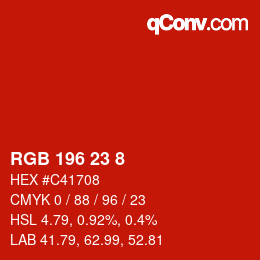 颜色代码: RGB 196 23 8 | qconv.com