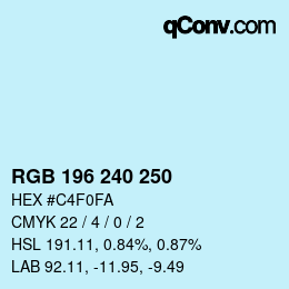 Color code: RGB 196 240 250 | qconv.com
