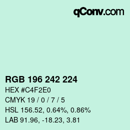 Color code: RGB 196 242 224 | qconv.com