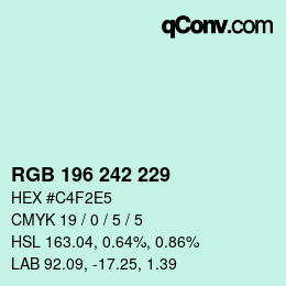 Color code: RGB 196 242 229 | qconv.com