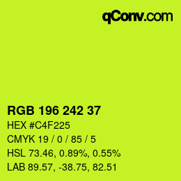 Color code: RGB 196 242 37 | qconv.com