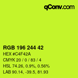 カラーコード: RGB 196 244 42 | qconv.com