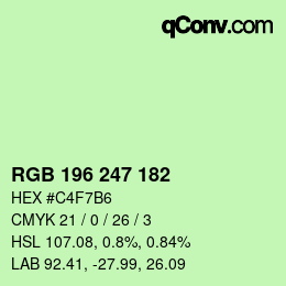 Color code: RGB 196 247 182 | qconv.com