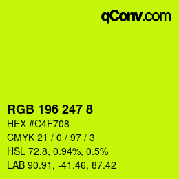 颜色代码: RGB 196 247 8 | qconv.com