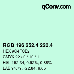 カラーコード: RGB 196 252.4 226.4 | qconv.com