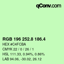 カラーコード: RGB 196 252.8 186.4 | qconv.com