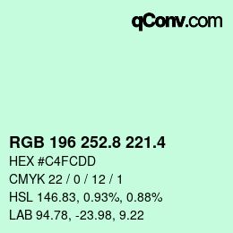 カラーコード: RGB 196 252.8 221.4 | qconv.com