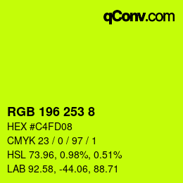 颜色代码: RGB 196 253 8 | qconv.com
