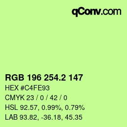カラーコード: RGB 196 254.2 147 | qconv.com