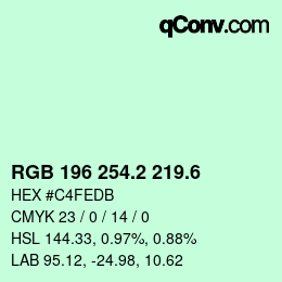 カラーコード: RGB 196 254.2 219.6 | qconv.com