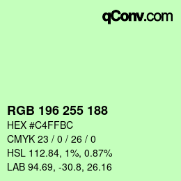 Color code: RGB 196 255 188 | qconv.com