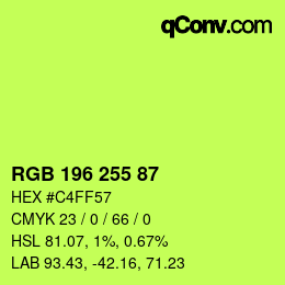 Color code: RGB 196 255 87 | qconv.com