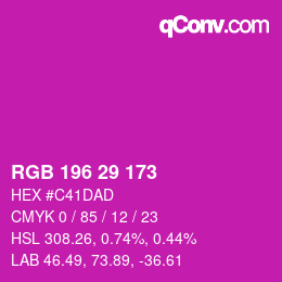 颜色代码: RGB 196 29 173 | qconv.com